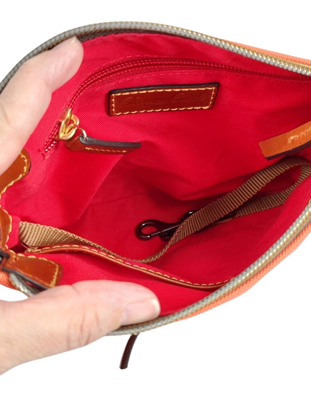 Dooney & Bourke Nylon with Leather Pouchette Crossbody Bag – Peach NEW - Picture 12 of 15